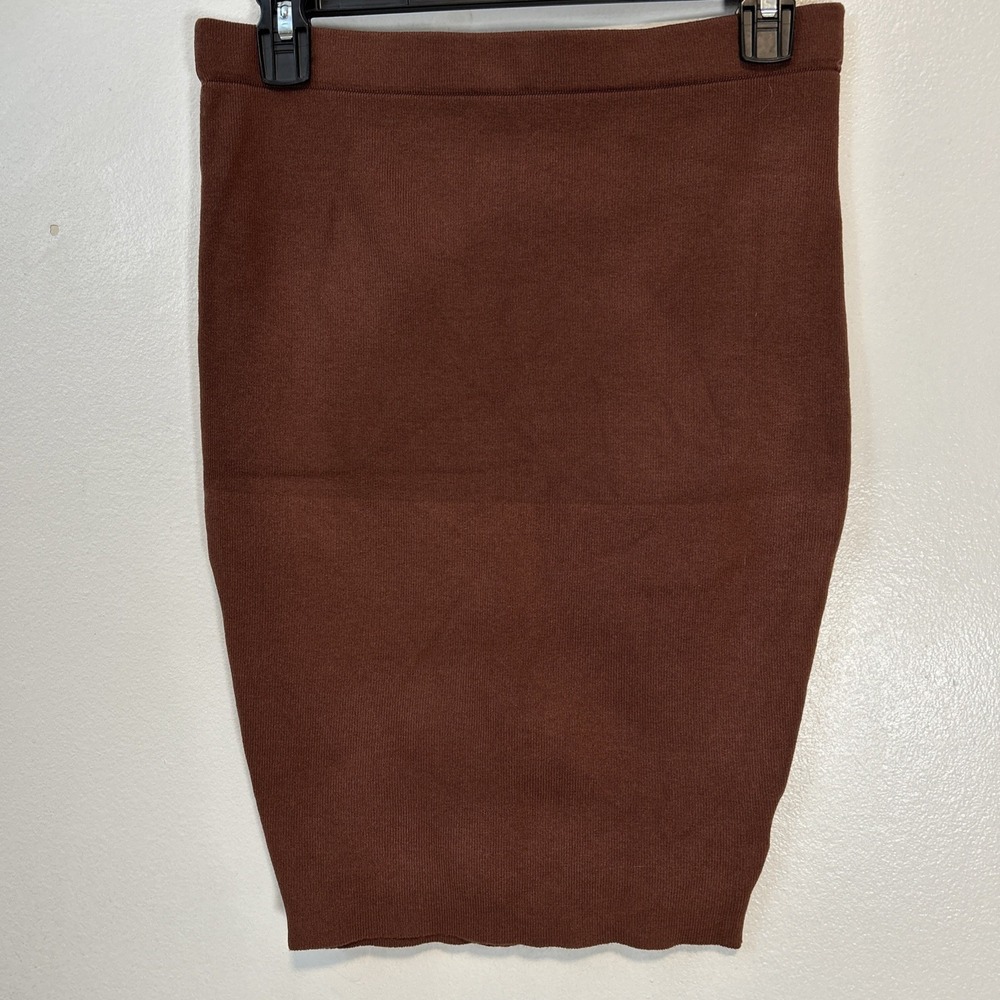 Naked Wardrobe‎ Women L The Hourglass Bodycon Mini Skirt Brown Stretch 6359